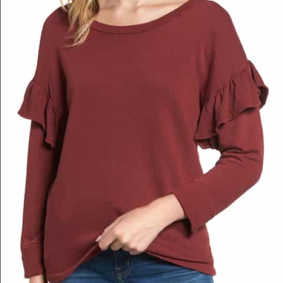 Maroon Ruffle Sweater - Picture 3 of 3
